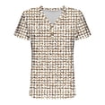 thumbnail image 5 of ClodeEU Women's V Neck Printed Short Sleeve Shirt,Loose Fit Casual Top with Button Khaki#,Womens Plus XL, 5 of 8
