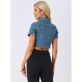 thumbnail image 3 of DARING DIVA Women's Summer Short Sleeves Crop Denim Jackets L Denim Blue, 3 of 6
