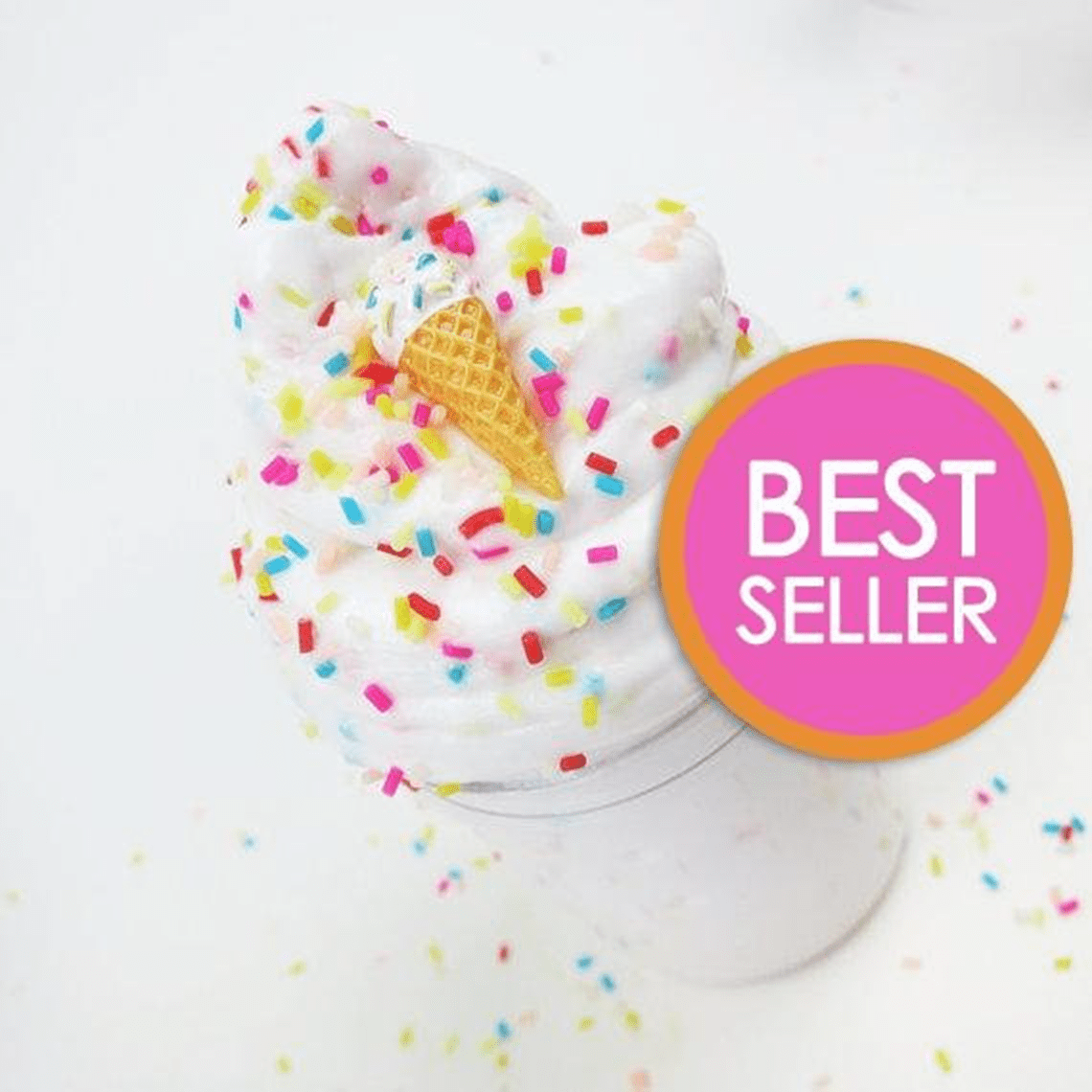 Ice Cream Birthday Cake With Sprinkles & Charm - 4 oz - Scented Butter Slime (Daiso)