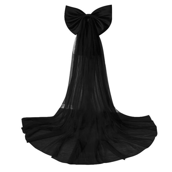 XIAONU Women's Tulle Veil Skirt Oversized Bow Flowy Maxi Skirt Elegant Dramatic Photo Skirts