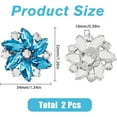 thumbnail image 2 of 2Pcs Aquamarine Sparkling Rhinestone Shoe Buckles Removable Flower Shape Shoes Dress Buckles Platinum Tone Alloy Shoe Clips for Women Shoes Dress and Wedding Party Decoration, 2 of 7