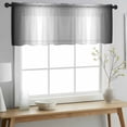 thumbnail image 2 of Ombre Black White Valance Curtains for Kitchen/Living Room/Bathroom/Bedroom Window, Rod Pocket Small Topper Half Short Window Curtains Voile Sheer Scarf, Simple Abstract Striped Farmhouse 42"x18", 2 of 8
