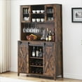 thumbnail image 2 of Farmhouse Bar Wine Cabinet with Sliding Barn Doors, Coffee Liquor Cabinets with Storage Shelves and Glasses Rack for Kitchen, Dining Room, 2 of 9