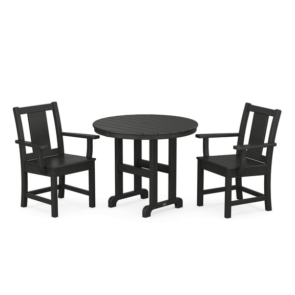 POLYWOOD Prairie 3-Piece Farmhouse Dining Set in Black