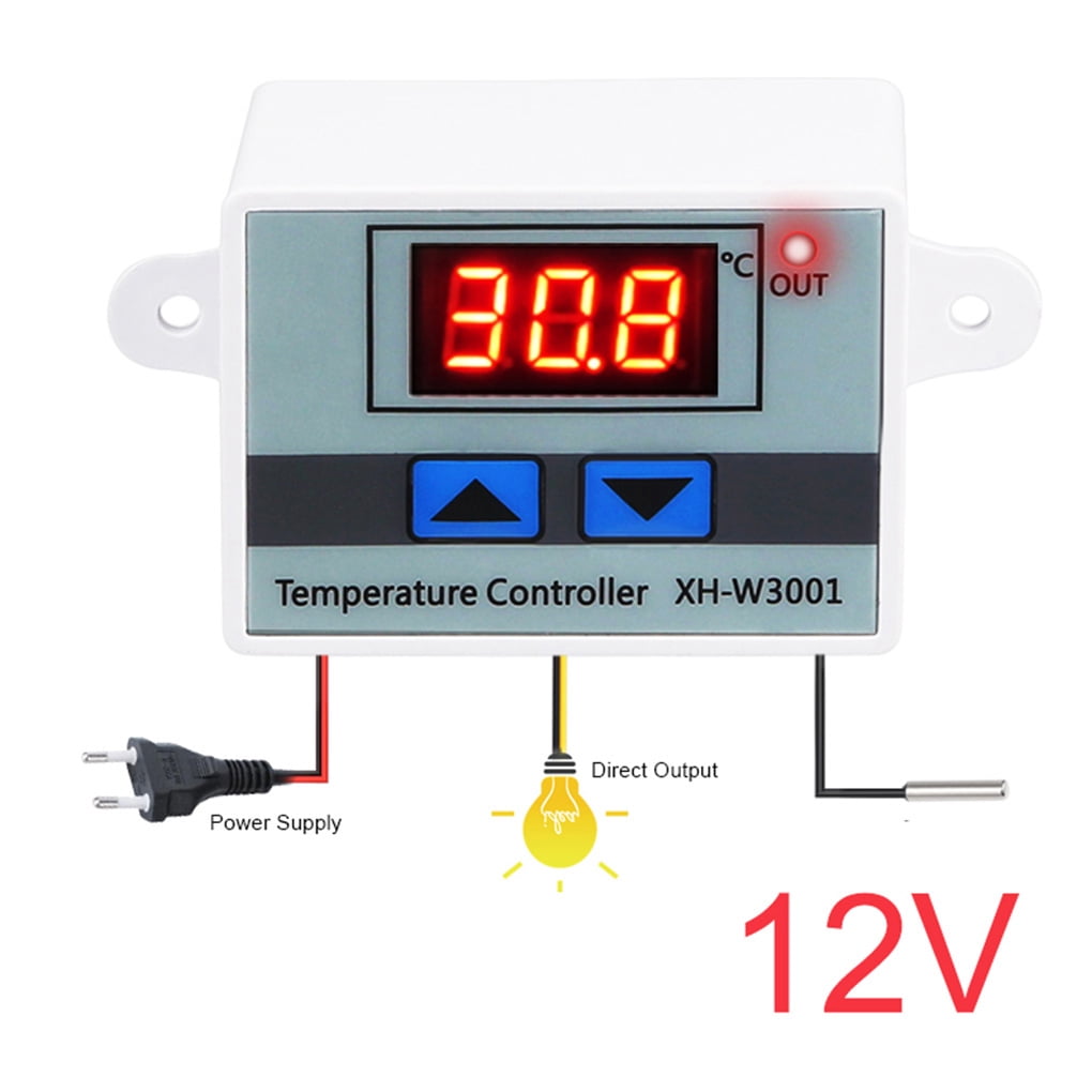 XH-W3001 Mini Thermostat Switch with Waterproof Sensor Probe 24V Programmable -50 to 110 Degree Heating Cooling Thermostat Digital LED Temperature Controller Module