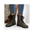thumbnail image 4 of Gomelly Winter Boot for Women Lace Up Ankle Booties Flat Leather Non Slip Short Boots Army Green 5, 4 of 9