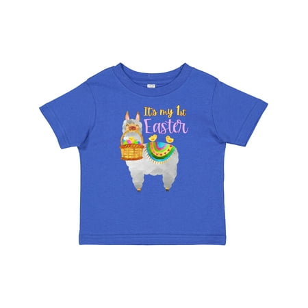 

Inktastic It s My 1st Easter Llama with Basket of Eggs Boys or Girls Baby T-Shirt