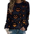 thumbnail image 1 of Txlixc Moda para mujer Camisa atlética de Halloween salvaje Calavera Fantasma Gato Calabaza con estampado de cuello redondo Jersey de manga larga Top Txlixc  moda, 1 of 3