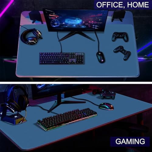 Large Gaming Mouse Pad, XXL Extended Computer Keyboard Mouse Mat with Stitched Edges, 31.5" x 15.7" Non-Slip Waterproof Rubber Base Office Big Long Mousepad for Work, Game, Office, Home, Blue