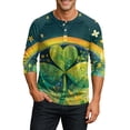 thumbnail image 2 of Men's St. Patrick's Day Shamrock Henley Shirt 3/4 Sleeve Casual Clover Print Top, 2 of 4