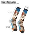 thumbnail image 2 of Goofa Blue Sky Cute Wolf Pattern Adult Stockings, Color-Block Knee High Socks, Comfortable and Breathable, Soft and Stretchable, Sports, and Decoration, 2 of 5