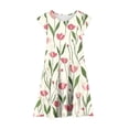 thumbnail image 3 of Vestido de Verano de Manga Corta para Niñas Estampado de Flores con Cuello Redondo, Vestido de Manga Corta para Niños con Bolsillos, 3 of 5