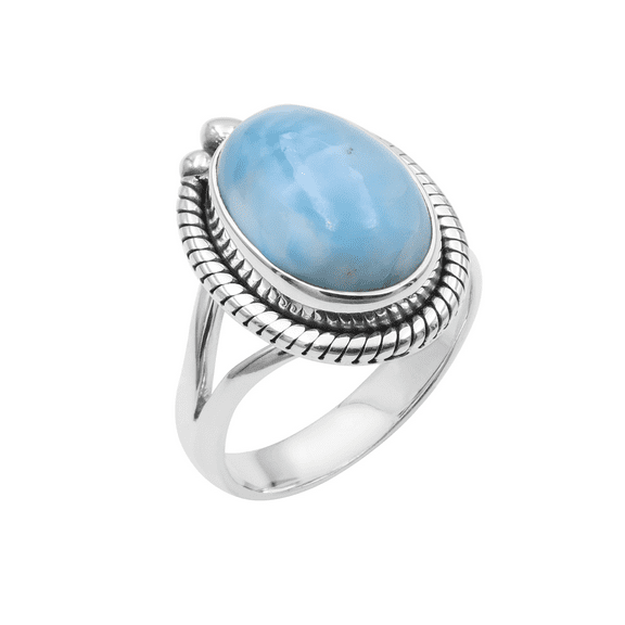 Earth Gems Jewelry Natural Larimar Gemstone Ring Sterling Silver Statement Jewelry for women