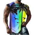 thumbnail image 3 of BiZtdJrK Mens Going Out Tops Summer Beach Vacation Sleeveless Shirts Fashion Palm Tree Graphic Muscle Tanks Light Blue L, 3 of 6