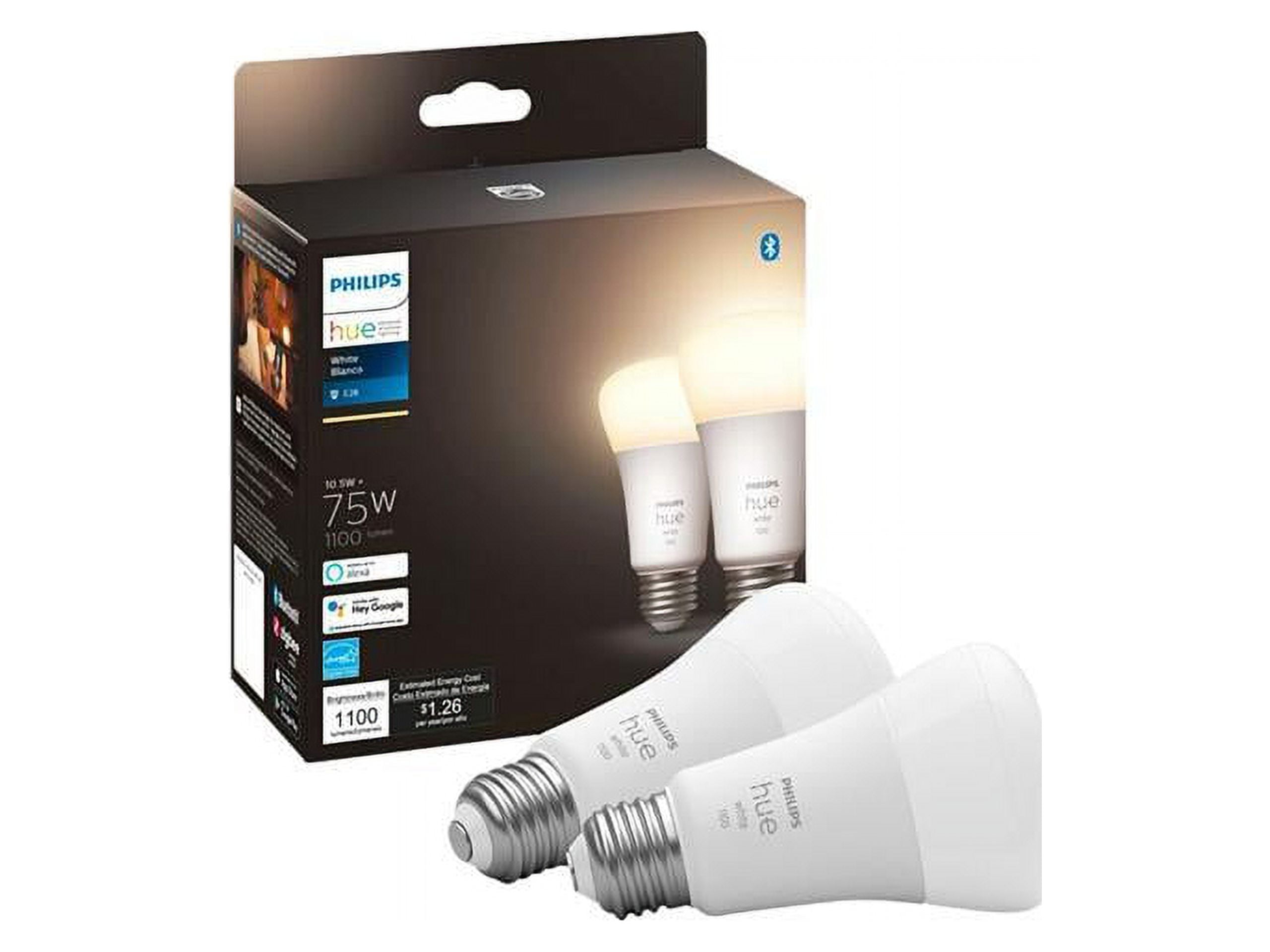 Philips Hue 2-Pack E26 Smart LED Bulbs, White, 75 Watts - Walmart.com