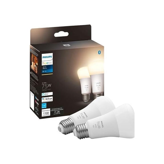 Philips Hue 75 W Soft Warm White Smart Light, Works with Alexa, Google Assistant and Apple Homekit (2 Pack)