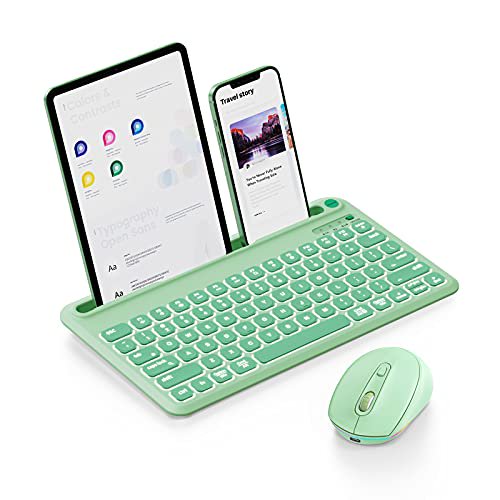 Doukible Backlit Bluetooth Keyboard Mouse Multi Device Compact Wireless Keyboard With Rgb Mouse Combo For Mac Os Ios Ipad Pro Air New Ipad 10 2 Android Tablet Windows Green Walmart Com