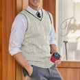 thumbnail image 4 of Men's Sweater Vest V Neck Slim Fit Casual Sleeveless Twisted Knitted Pullover Sweater, 4 of 9