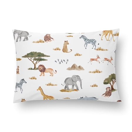 Sweet Jojo Designs Jungle Multicolor Toddler Pillow with Pillowcase 13x18 in.