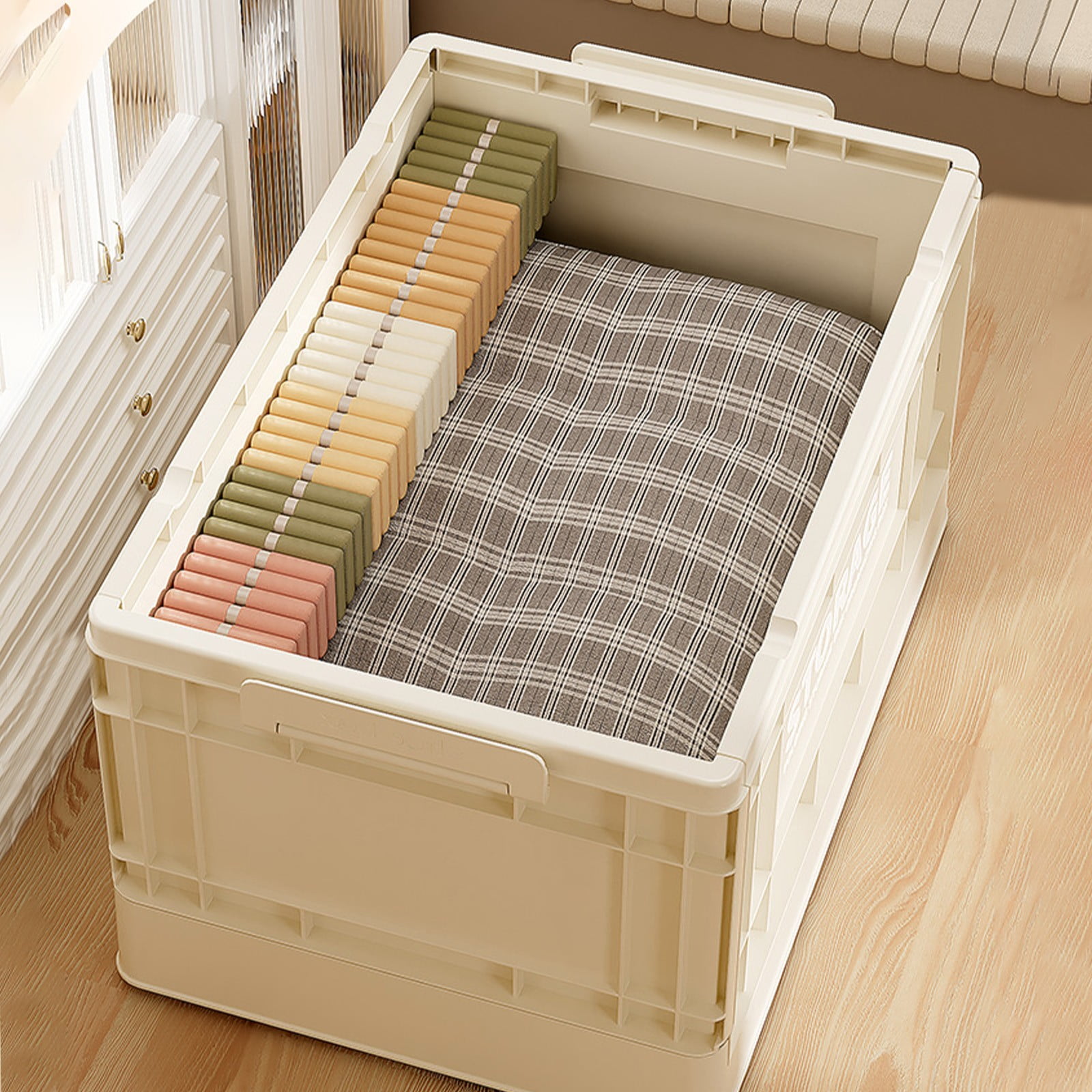 Home Organization - Large Clothes Storage Box Foldable Plastic Organizer Bin Home Wardrobe Storage Container Toy And Garment Storage Box Storage Trunks