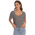 thumbnail image 3 of Womens Deep V Neck T Shirts Casual Short Sleeve Loose Fit Basic Fashion Tee, 3 of 6
