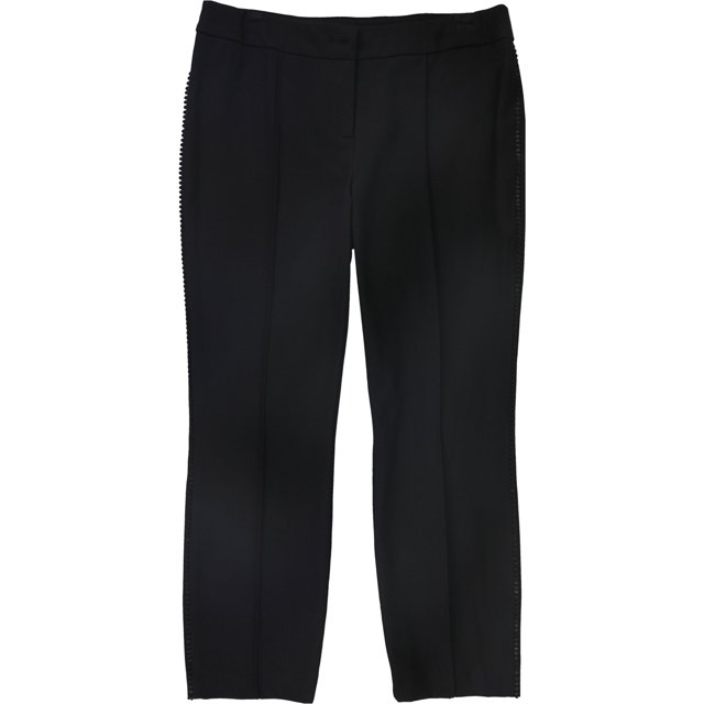 Alfani Pantalons Décontractés Raccourcis à Bordure Crochetée pour Femmes, Noir, 16