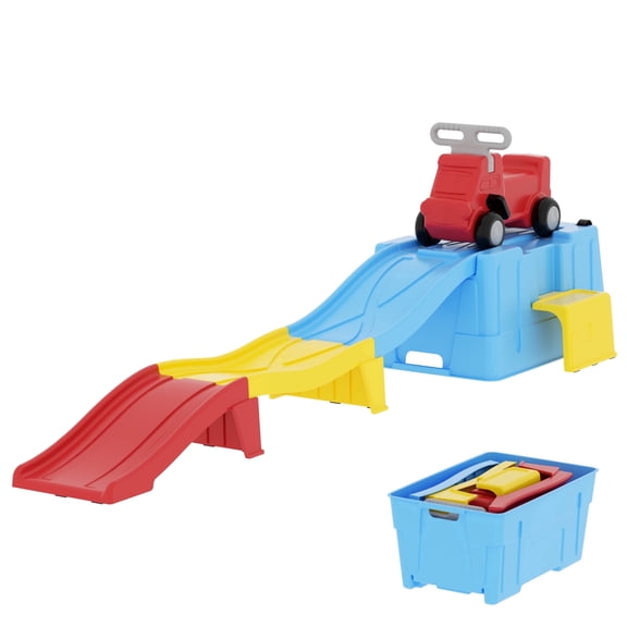 Up & Down Roller Coaster Ride on Toy Toddler Indoor Outdoor Playset Storage Design Multicolor