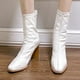 thumbnail image 3 of NECHOLOGY Botas Mujer Zapatos Botines mujer Botas de tacón grueso de cabeza cuadrada de otoño e invierno con cremallera en la parte trasera botas grandes de tacón cómodas y mujer (White, 7.50), 3 of 7