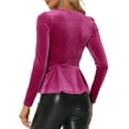 thumbnail image 3 of INSPIRE CHIC Women's Blouse Elegant Velvet Sweetheart Neck Long Sleeve Peplum Top XL Hot Pink, 3 of 6