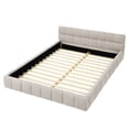 thumbnail image 4 of Queen Size Upholstered Platform Bed with Thick Fabric, Chenille Fabric Grounded Queen Size Bed Frame with Headboard and Solid Frame, Wooden Slats Support, No Box Spring Needed, Beige, 4 of 9