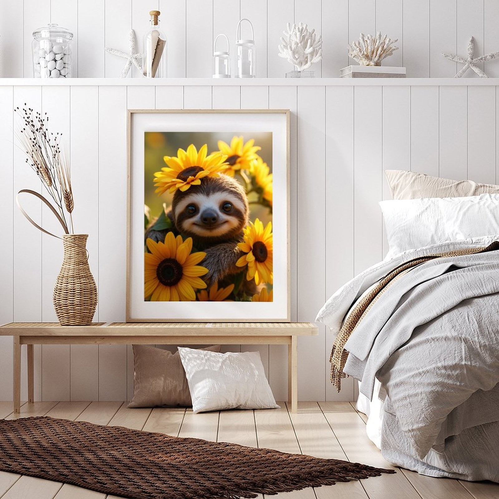 Diamond Art Kit for Adults, Adorable Sloth Among Sunflowers Diamond Painting for Adults Beginners, DIY Diamond Art Painting Kits, 5D Diamond Painting Crafts for Home Decor 12x16 Frameless