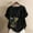 Black, variant on HOMBOM Womens Shirts Cotton Linen Button Floral Black Spring Crewneck Short Sleeve Loose Fit Blouse for Women