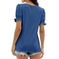 thumbnail image 5 of Dwralegc Womens Tops Square Neck Trendy Short Puff Sleeve Shirt Dressy Casual Cute Summer Loose Fit Blouses Blue XL, 5 of 6
