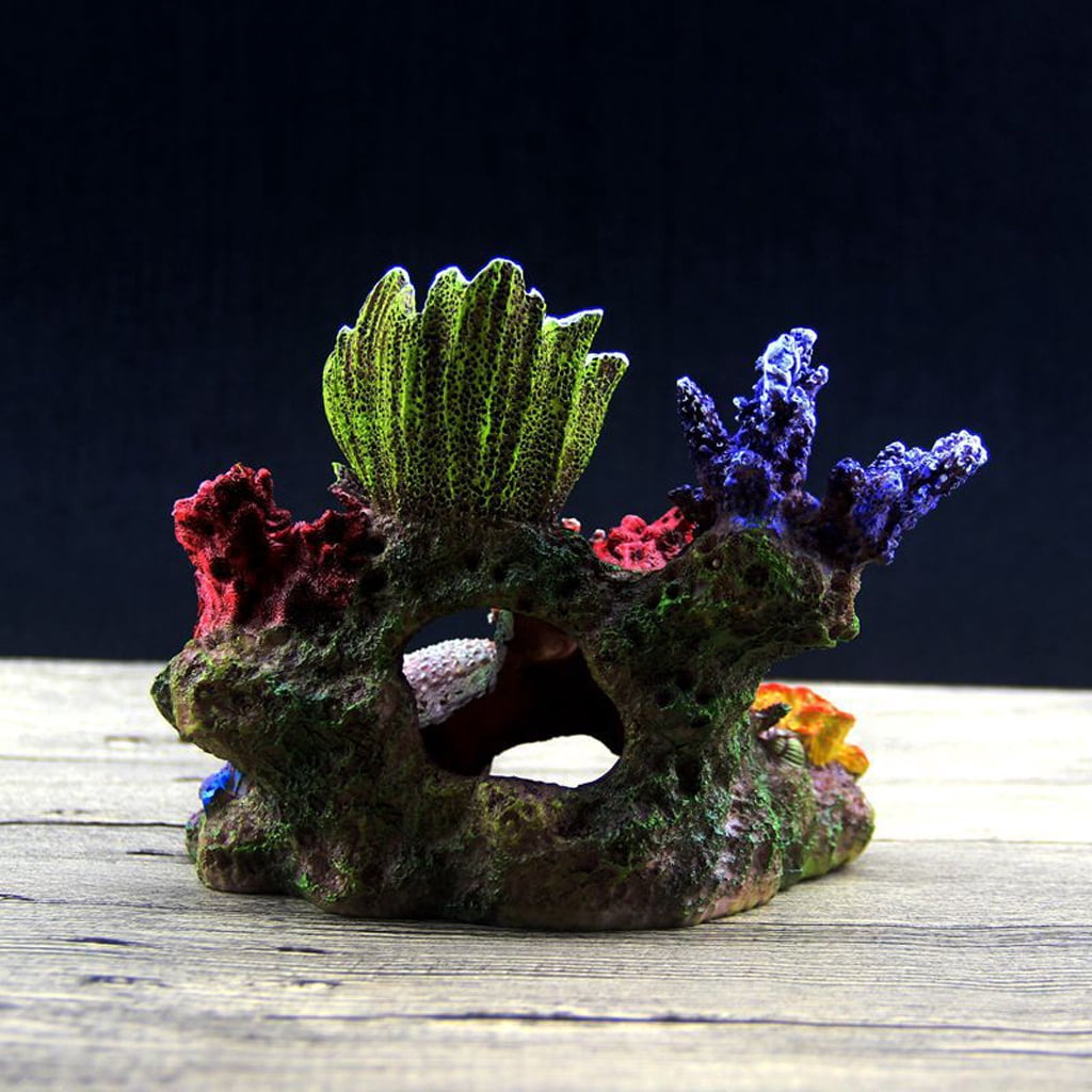 Aquarium Coral Decor Fish for Tank Coral Rocks Resin Cave Safe and Harmless