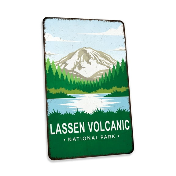 Lassen Volcanic National Park Sign Green Vintage Looking Decorative Signs Home Décor Gift 12x18 Matte 112180086028