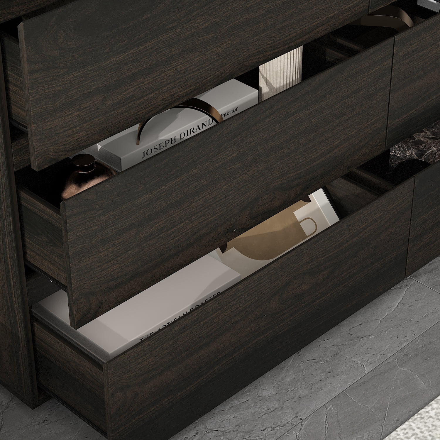 MONSLIPA 6 Drawer Dresser for Bedroom, Storage Organizer Chest of Drawers for Living Room Hallway Entryway, Brown