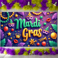 thumbnail image 5 of Colorful Feathers Mardi Gras Banner Gold Masquerade Carnival Display Green Flags Star Decorations Happy Mardi Gras Backdrop for Mardi Gras Party Masquerade Ball Festival Celebration, 5 of 9