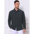 thumbnail image 4 of DARING DIVA Men's Plaid Collar Long Sleeve Button Down Business Dress Shirt Navy Blue 4XL, 4 of 7