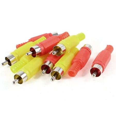 Dual Rca Phono Plugs - Red Yellow RCA Phono Male Plug Solder Audio Video Adapter Connector 10 Pcs