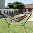 thumbnail image 2 of Ezone Two Person Hammock with Space Saving Steel Stand - Adjustable Bed, Portable Carrying Case, Easy Set Up for Indoor and Outside Use (HME-HAMMK-PUR), 2 of 7