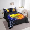 thumbnail image 3 of Homewish Boys Ball Game 7pcs Bedding Comforter Set,Tennis Sport Theme Queen Bedding Sets,Yellow Orange Black Queen Sheet Sets For Boys Kids,Breathable Home Decor Reversible, 3 of 8