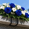 thumbnail image 3 of PLPPYFS Headstone Flower Saddle Arrangements - Artificial Cemetery Flowers Silk Funeral Memorial Day Sympathy Floral for Outdoor Gravestone Decorations, Memorial Gift for Loved One, 3 of 7