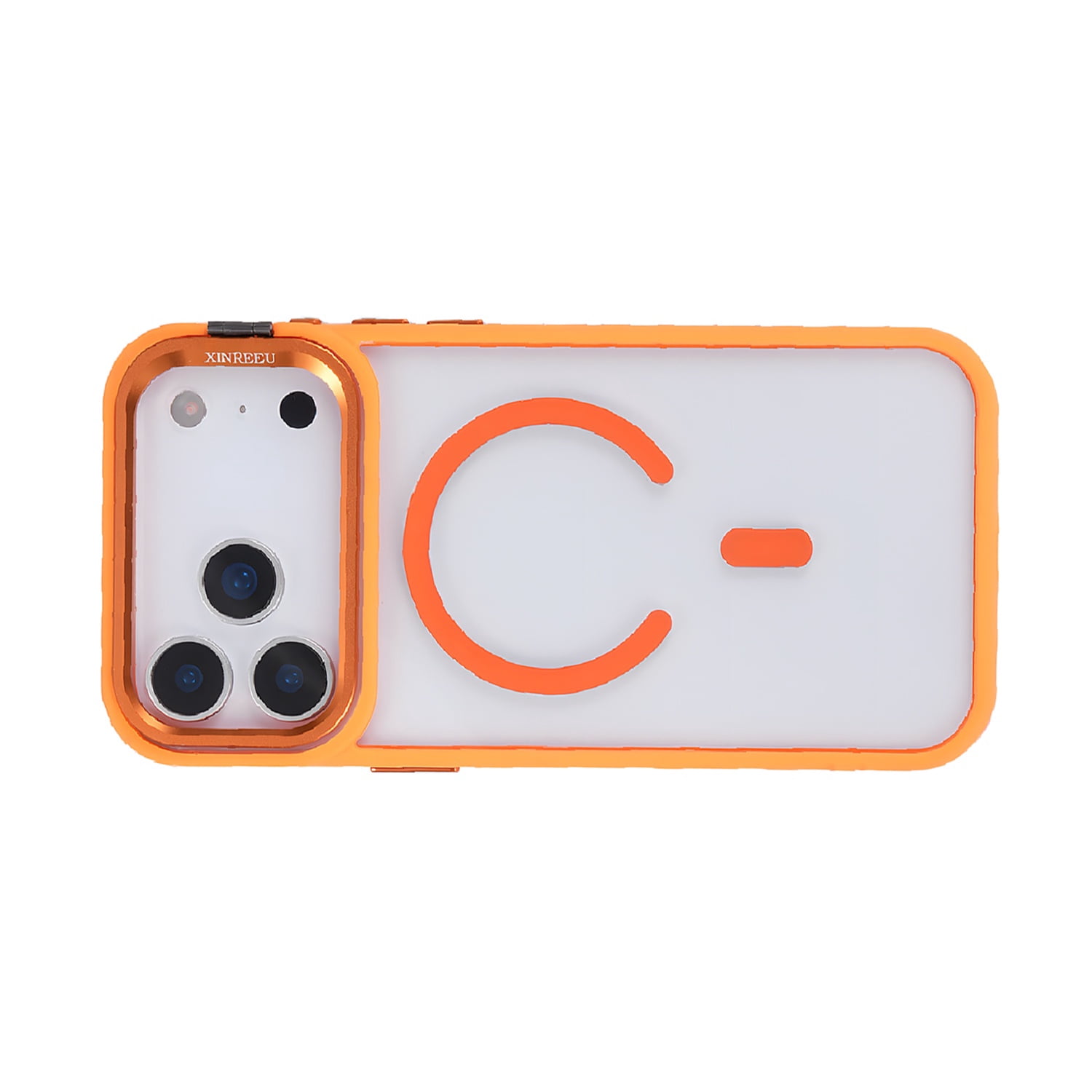 iPhone 17 Pro MagSafe Clear Case with Foldable Camera Stand - Orange