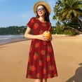 thumbnail image 4 of Honeii Strawberry Print Women’s Short Sleeve Dress, Comfortable Casual Dress, Soft Polyester Spandex Blend, Stylish Everyday Wear for Summer, Perfect for Travel and Vacation, 4 of 6