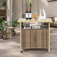 thumbnail image 5 of Outdoor Wicker Bar Cart with Wheels, Light Brown - Versatile Outdoor Grill & Beverage Cart for Patio, Backyard, Garden & Poolside Parties, 5 of 6