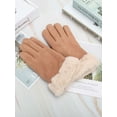 thumbnail image 2 of Gustave 2 Pairs Women's Suede Touchscreen Gloves Winter Warm Thermal Gloves Soft Fleece Lining Gloves for Cold Weather Outdoor Driving Ski, Khaki, 2 of 6