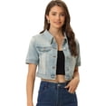 thumbnail image 1 of Chaqueta Corta Informal Allegra K Mujer Vaquera Azul gris claro L, 1 of 5