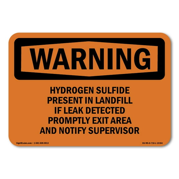 OSHA WARNING Sign - Hydrogen Sulfide Present In Landfill If | Decal | Protect Your Business, Work Site, Warehouse & Shop Area | Made in the USA