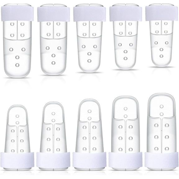 BlinkLLX 10 Pcs Mallet Finger Splint Thumb Splint, 5 Sizes Finger Support Brace Stabilizer Plastic Fingertip Protectors for Wounds Relief Straightening Arthritis Knuckle Immobilization(Transparent)