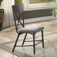 thumbnail image 2 of Set of 2 Gray Fabric Side Chairs - Sandy Black Metal Frame, 18"x21" Dining Chairs with Cushioned Seats, Cross Back Design, Ideal for Dining Room, China., 2 of 6
